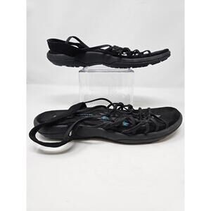 Skechers "Goga Max" Black‎ Nylon Gladiator Sandals Women's 9
